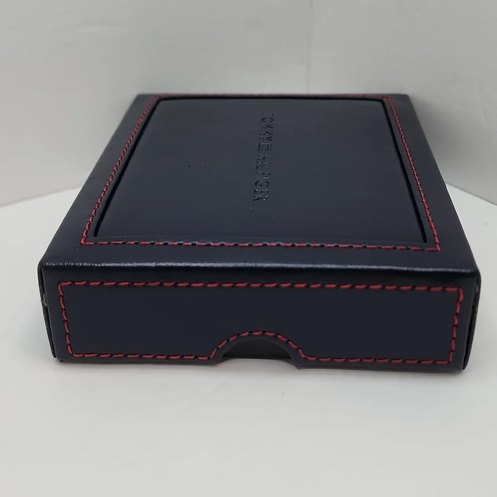 TOMMY HILFIGER, MENS WALLET DOUBLE FOLD, DARK BROWN,GENUINE LEATHER, BROWN COLOR